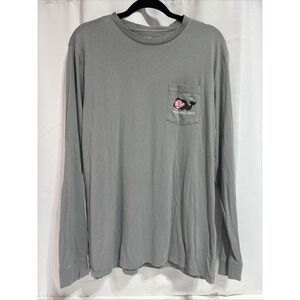 Vineyard Vines‎ Men's Vampire Halloween Whale LS Pocket Tee Medium Light Gray
